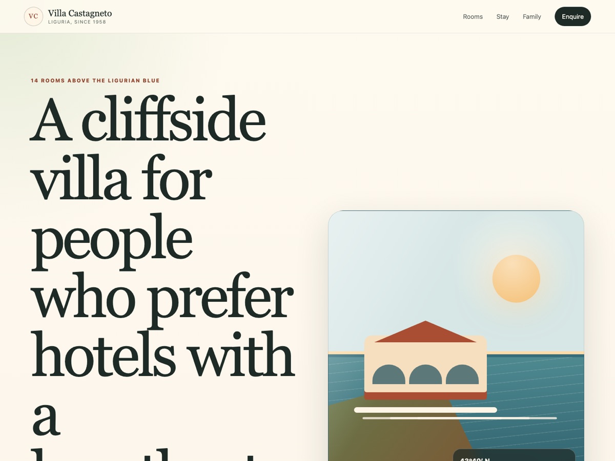GPT-5.5 without Impeccable: a cream background, an abstract vector hero, and an oversized serif headline overflowing its column.